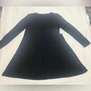 Black Roundneck Long sleeve A line dress